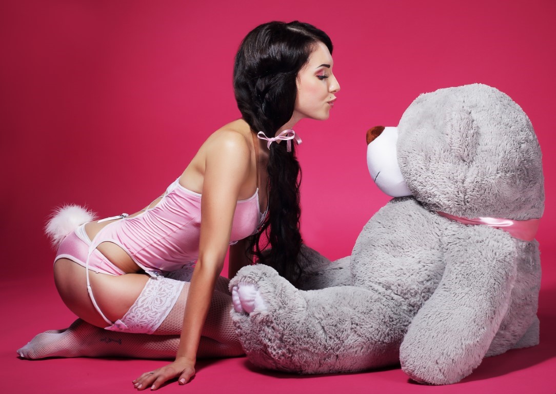 girl rides pink bear sex
